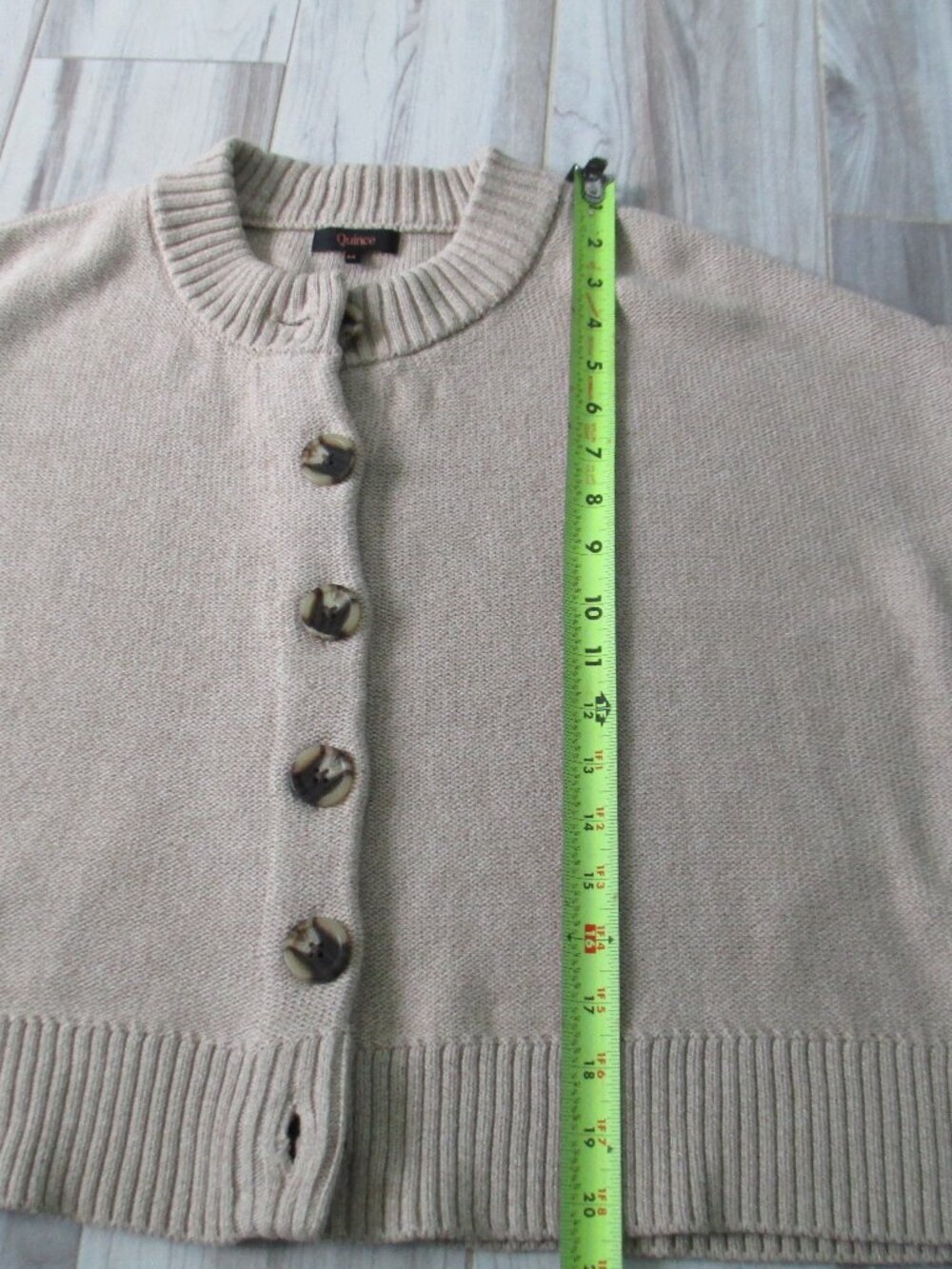 Quince 100% Organic Cotton Cropped Cardigan in Cement Marl - Picture 12 of 14